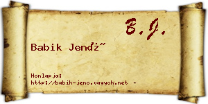 Babik Jenő névjegykártya